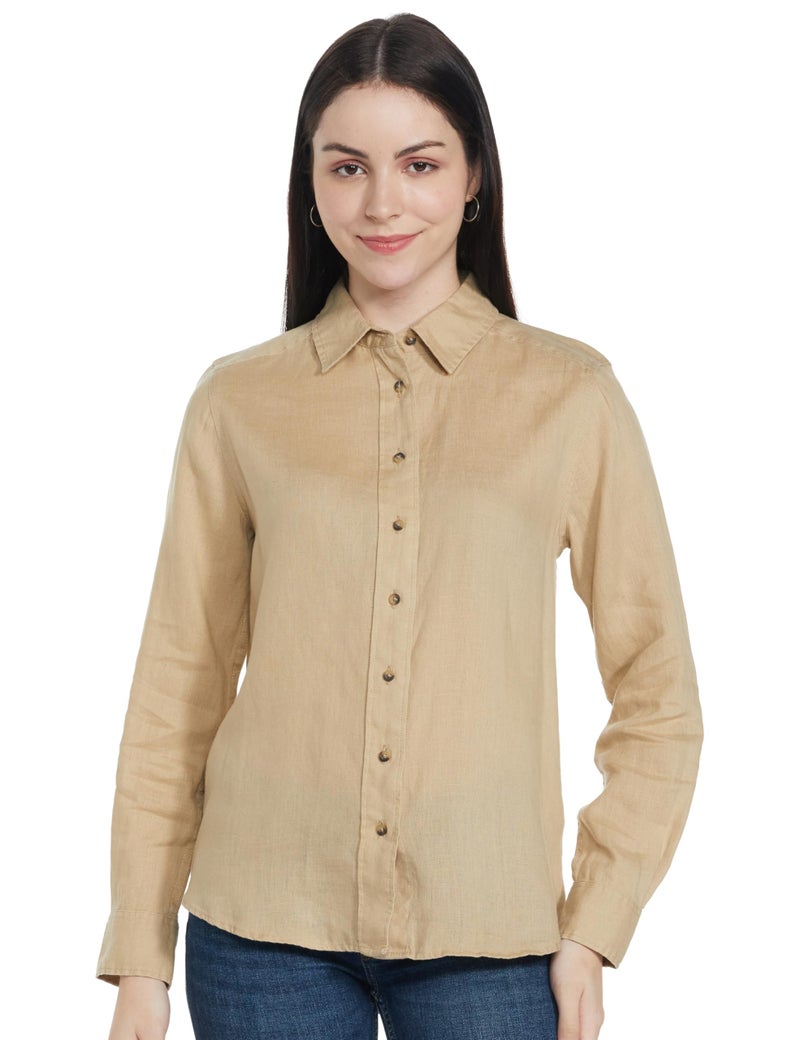Marks & Spencer Spread Collar Shirt Caramel - Image 2