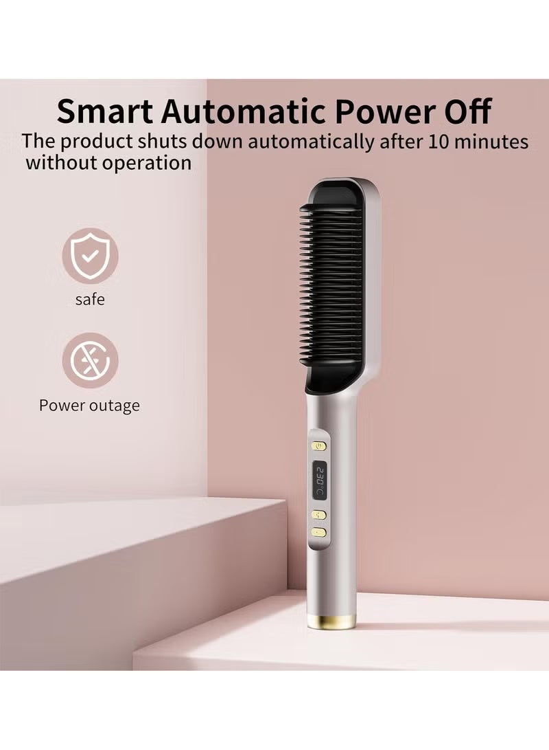 مكواة فرد الشعر مع مشط مدمج، فرشاة فرد 2 في 1، مثالية للسفر المنزلي، صالون احترافي، إعدادات حرارة مزدوجة، مكواة فرد الشعر بخطوة واحدة، فرشاة حرارية أيونية قوية من السيراميك التورمالين لجميع أنواع الشعر. - Image 3