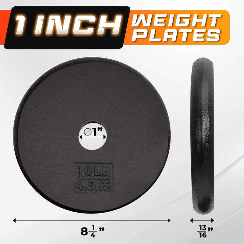 Yes4All Standard 1" Cast Iron Weight Plate - Ideal for Strength Training - Multiple Weight: 5LB to 25LB (Single & Set of 4) - Image 2