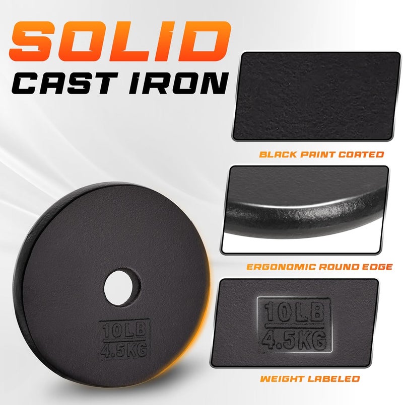 Yes4All Standard 1" Cast Iron Weight Plate - Ideal for Strength Training - Multiple Weight: 5LB to 25LB (Single & Set of 4) - Image 3