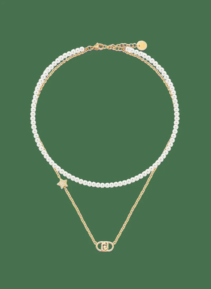 ليو جو Necklace Stainless Steel - IP Gold with Synthetic Pearls