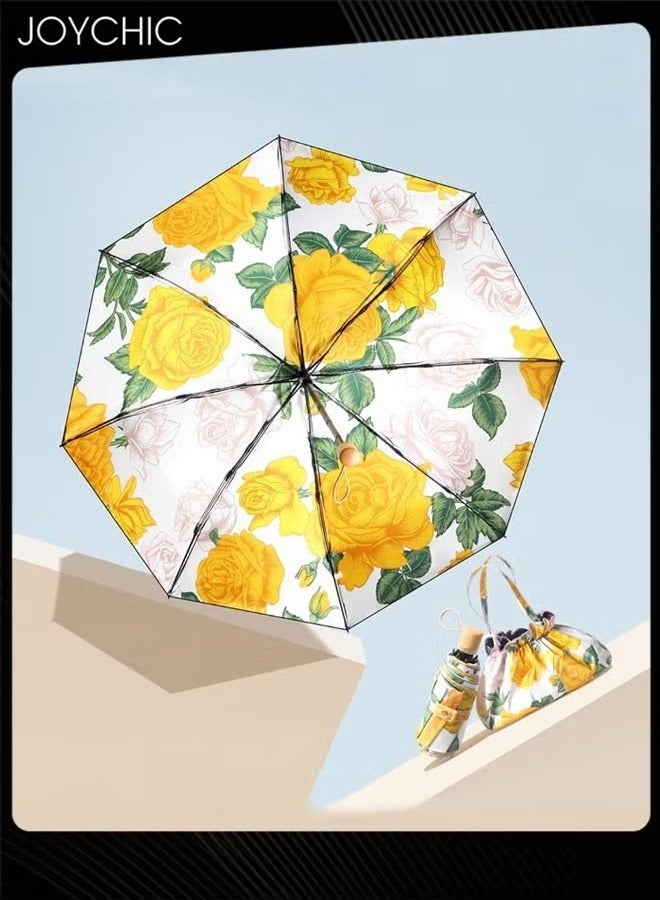 Joychic 8 Ribs Printing UPF50+ UV Protection Umbrella 5 Fold Small Compact Sun and Rain Umbrella Multicolor - Image 2