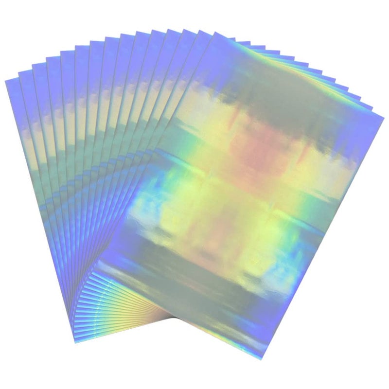 CYFUN DESIGN 50 Sheets Toner Reactive Foil Sheet for Crafts Paper Holographic Heat Transfer Craft Foil Paper for Scrapbooking Stamping Cardstock Heat Transfer DIY Crafts Accessories 79 x 114inchLaser Silver