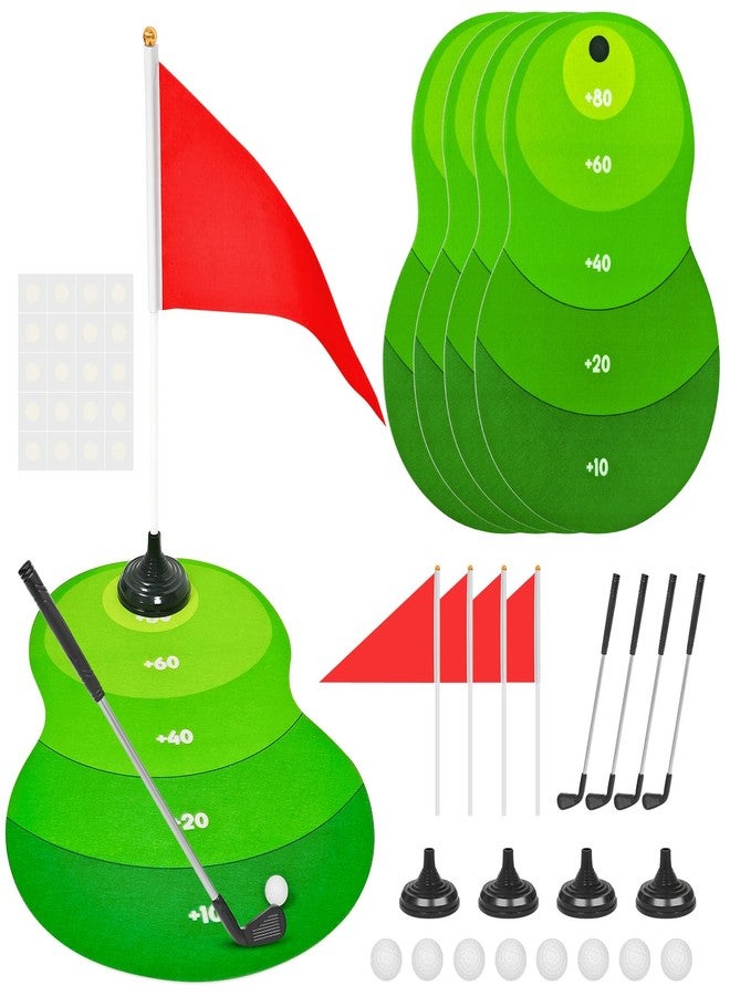 Cinrobiye 4 Set Golf Centerpieces Table Decorations Golf Party Supplies Mini Golf Desktop Score Playing Game Set Including Hitting Mat Putters Ball Flag Stand for Sport Themed Birthday Party Decor - Image 1