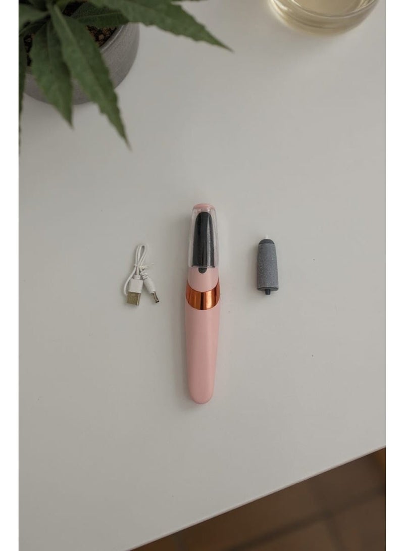 جهاز كهربائي لبرد القدمين وإزالة الجلد الميت والتشققات، مزود بسرعتين وبكرات قابلة للاستبدال وإضاءة LED، أداة احترافية للعناية بالقدمين لعلاج تشققات الكعبين والجلد الميت، قابل لإعادة الشحن عبر USB. - Image 1