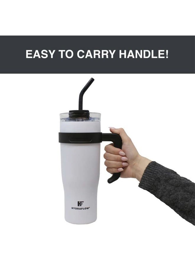 Hydraflow Capri - 40oz Tumbler with Straw - Triple Wall Vacuum Insulated Tumbler - Insulated Smoothie Cup - Stainless Steel Tumbler - Reusable Tumbler with Lid - Powder Graphite - Image 4
