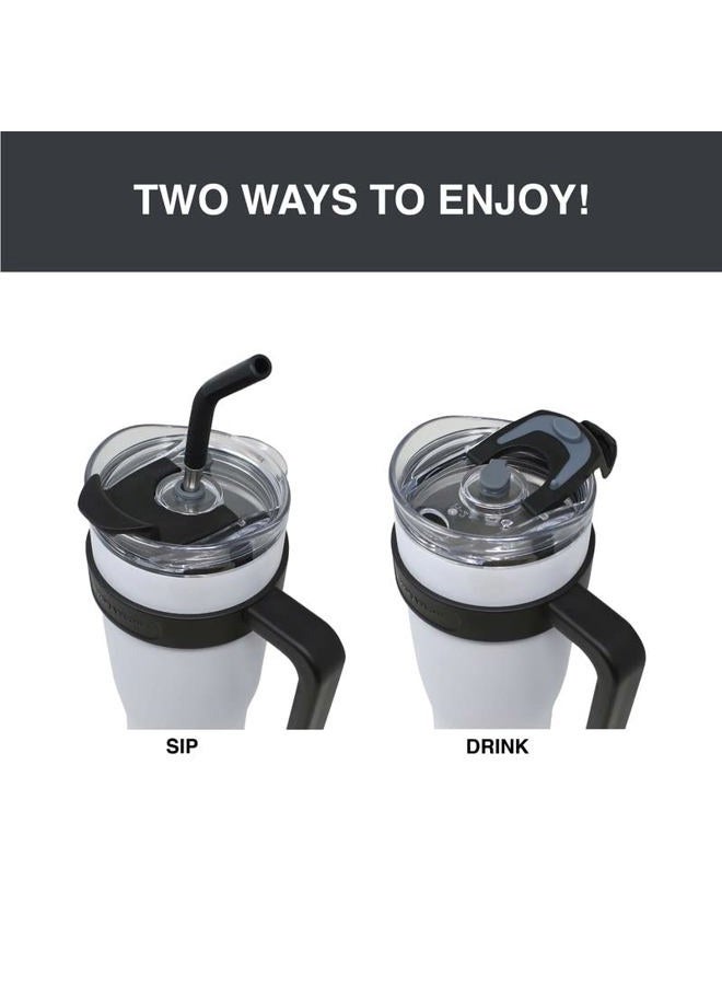 Hydraflow Capri - 40oz Tumbler with Straw - Triple Wall Vacuum Insulated Tumbler - Insulated Smoothie Cup - Stainless Steel Tumbler - Reusable Tumbler with Lid - Powder Graphite - Image 3