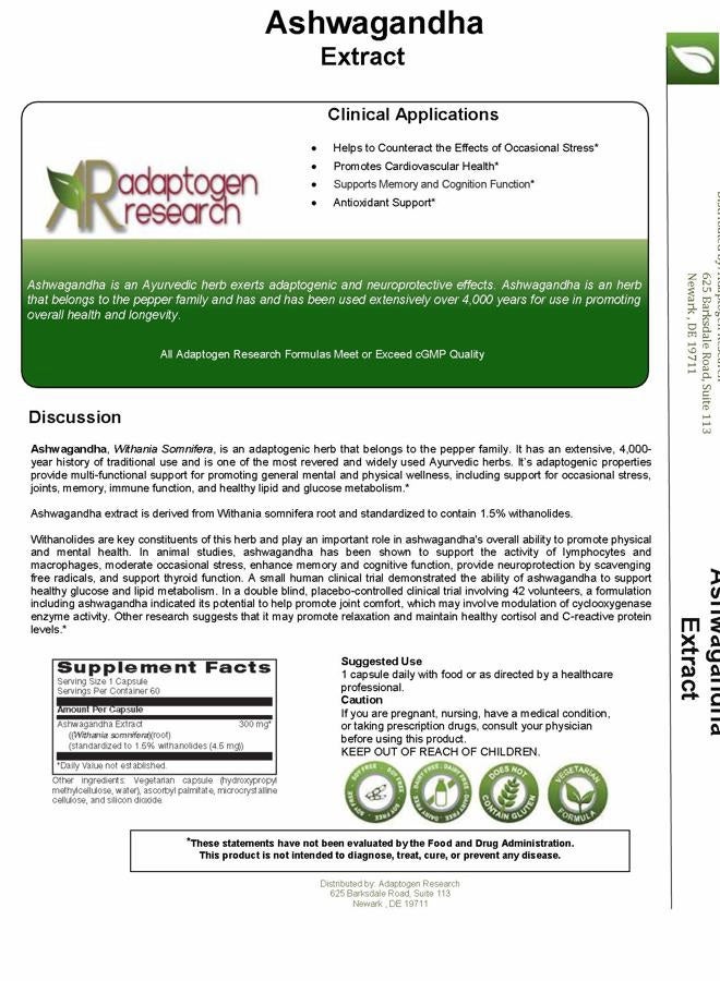 Adaptogen Research مستخلص الأشواغاندا | عشبة أيورفيدية متجددة | تدعم وظائف القلب والمناعة والذاكرة والمفاصل وتساعد في تخفيف التوتر العرضي | 60 كبسولة نباتية | أبحاث التكيف - Image 4