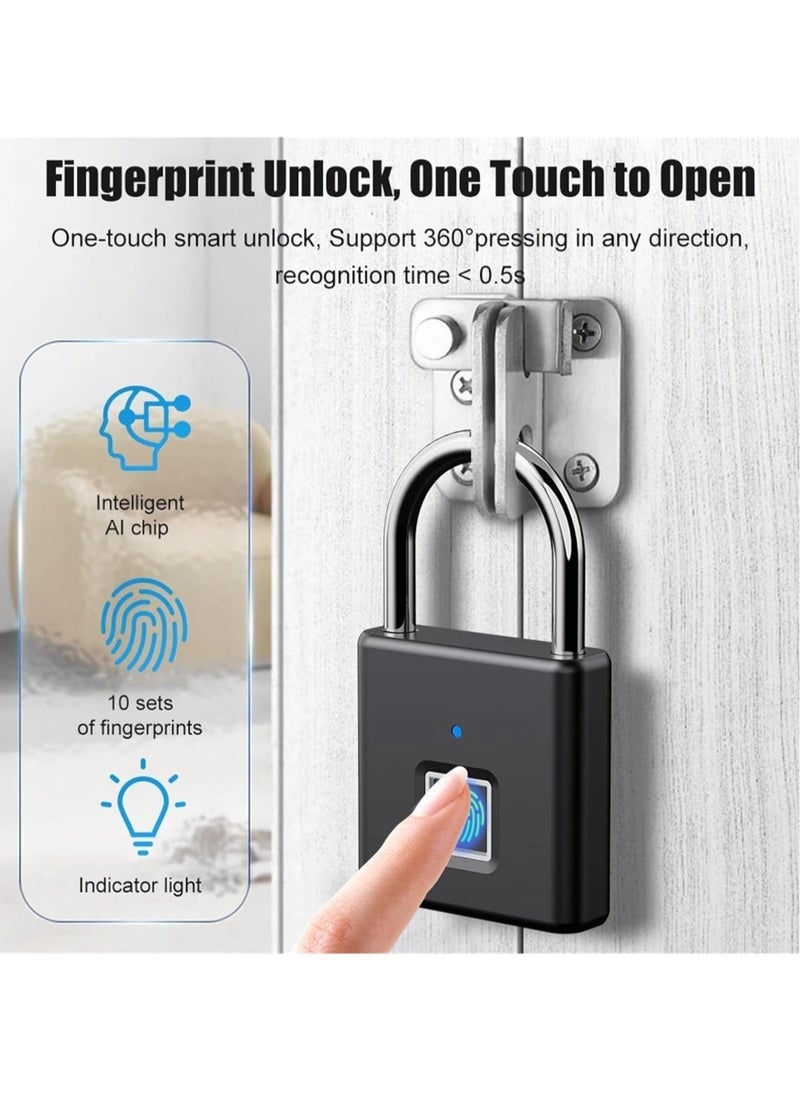 Gravity USB C Rechargeable Fingerprint Smart Padlock – Keyless Portable Lock for Bags, Drawers, Suitcases, and Gyms (4-Pack, 43x13x41.5mm)  - Image 2