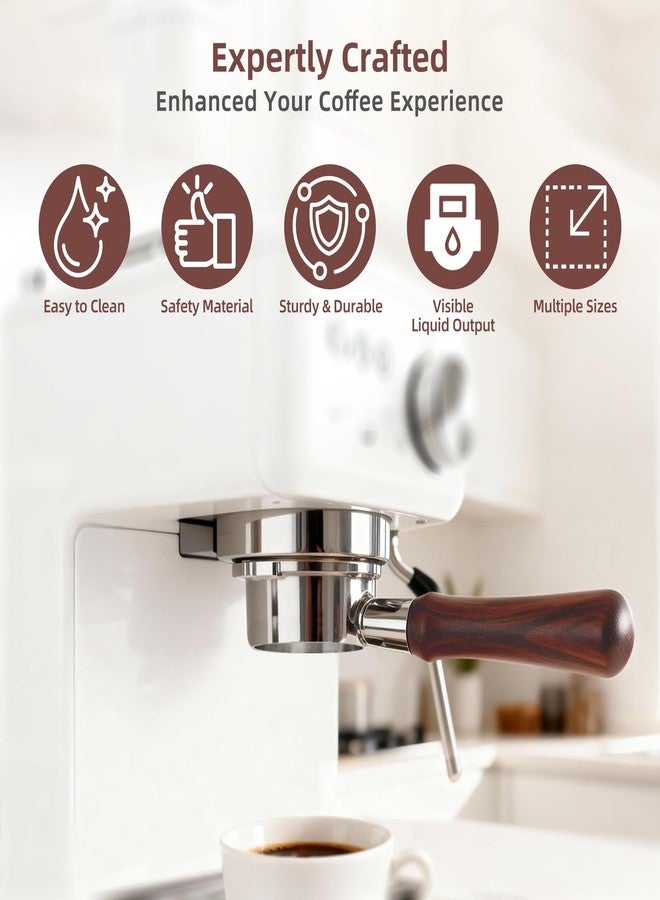 ShanSon Espresso 51mm Bottomless Portafilter with Stainless Steel 3 Ears Filter Basket,Natural Wood Handle,18g Filter Basket Included,for De'Longhi - Image 4