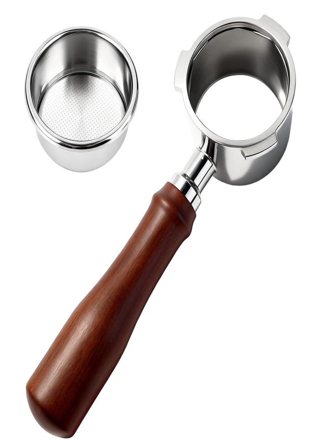 ShanSon Espresso 51mm Bottomless Portafilter with Stainless Steel 3 Ears Filter Basket,Natural Wood Handle,18g Filter Basket Included,for De'Longhi - Image 1