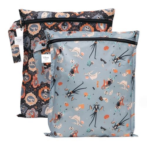 Bumkins Disney Waterproof Wet Bag For Baby Travel Swim Suit Cloth Diapers Pump Parts Pool Gym Toiletry Strap to Stroller Reusable Easy to Clean 2pk Nightmare Before Christmas - Image 1