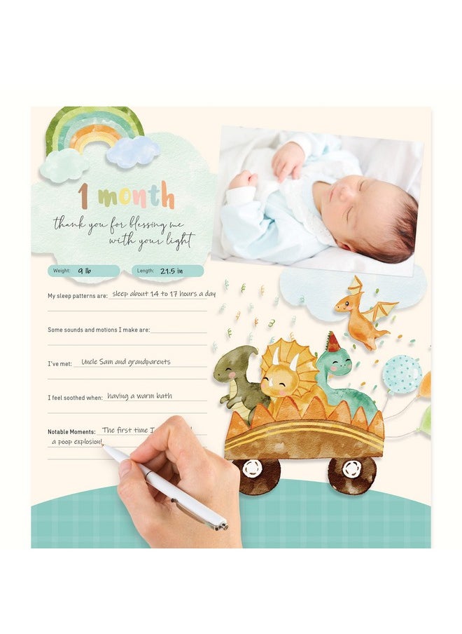 Bright Day Calendars - Baby'S First Year Calendar By Bright Day 1St Year Tracker Journal Album To Capture Precious Moments Milestone Keepsake For Baby Girl Or Boy Dinosaur - Image 1