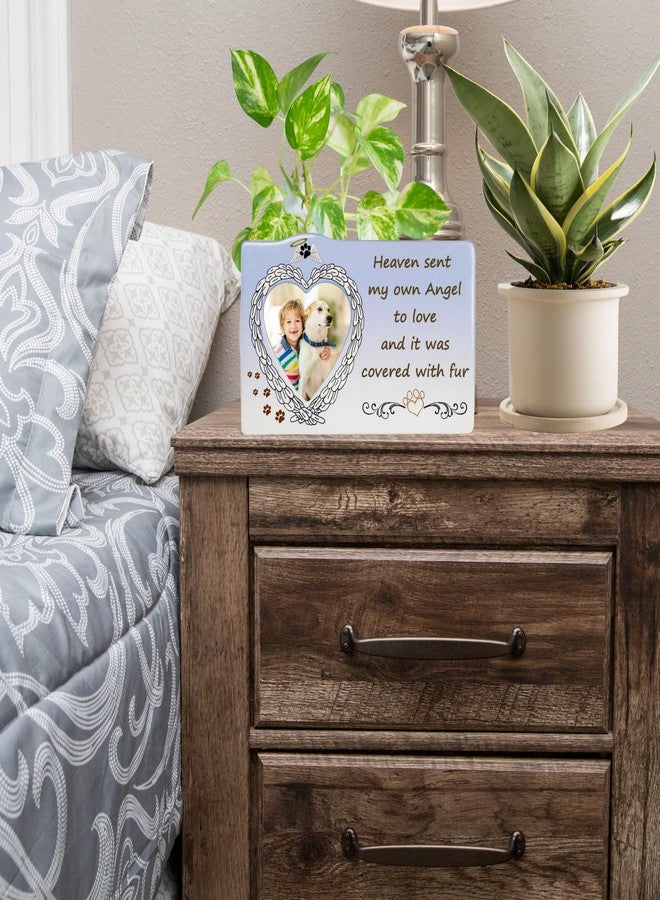 BANBERRY DESIGNS Pet Memorial Picture Frame - Heaven Sent My Own Angel to Love and it Was Covered with Fur - Heart Angel Wings - 8.5" W x 5.5" H - Holds a 3" D Photo. - Image 2
