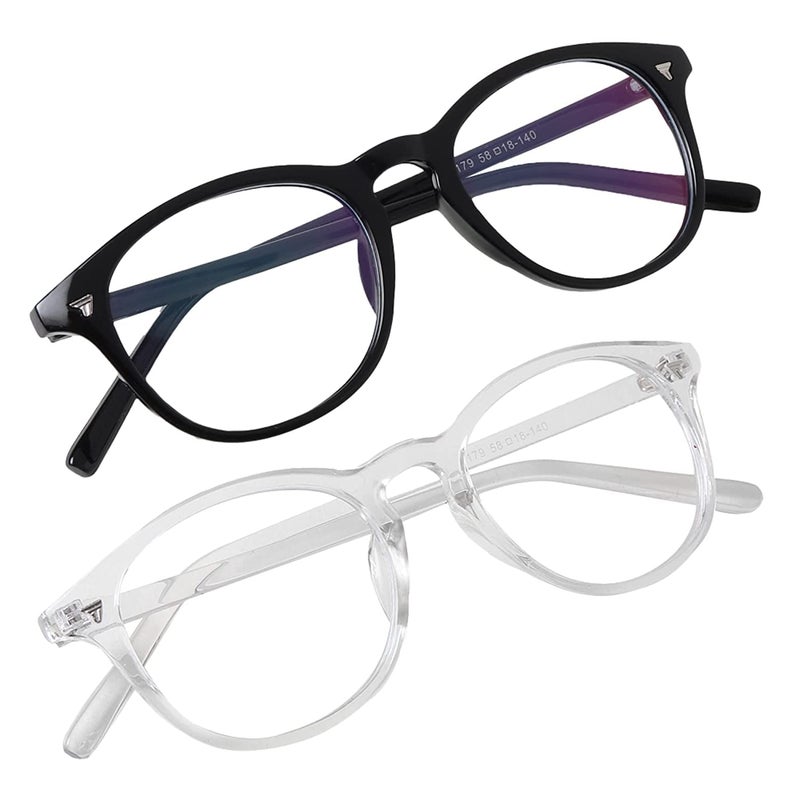 Iflash Blue Light Blocking Glasses Gaming Filter Transparent Round Eyeglasses for Eye Protection Men Women, Computer/Tablet/Laptop/Mobile/TV, Anti-blue & Anti eyestrain - Image 1