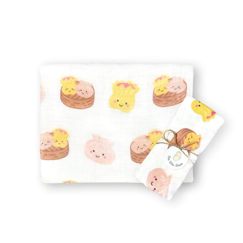 The Wee Bean Organic Cotton and Rayon derived from Bamboo Baby Swaddle Muslin Blanket Dim Sum
