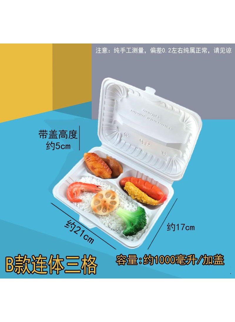 Generic Disposable Single-grid Integrated Lunch Box Two-grid Rice Three-grid Packaging Box Takeaway Fast Food B 270 three-compartment lunch box (whole box) 