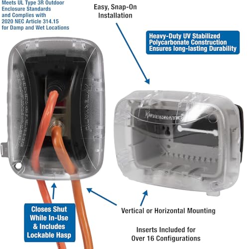 Intermatic WP5100C Extra-Duty in-Use Electrical Outlet Cover - Single Gang, Versatile Outdoor Receptacle Cover - Secure and Weatherproof Design for Outdoor GFCI Outlets, Durable Plug Cover - 2.75" - Image 2