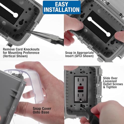 Intermatic WP5100C Extra-Duty in-Use Electrical Outlet Cover - Single Gang, Versatile Outdoor Receptacle Cover - Secure and Weatherproof Design for Outdoor GFCI Outlets, Durable Plug Cover - 2.75" - Image 5