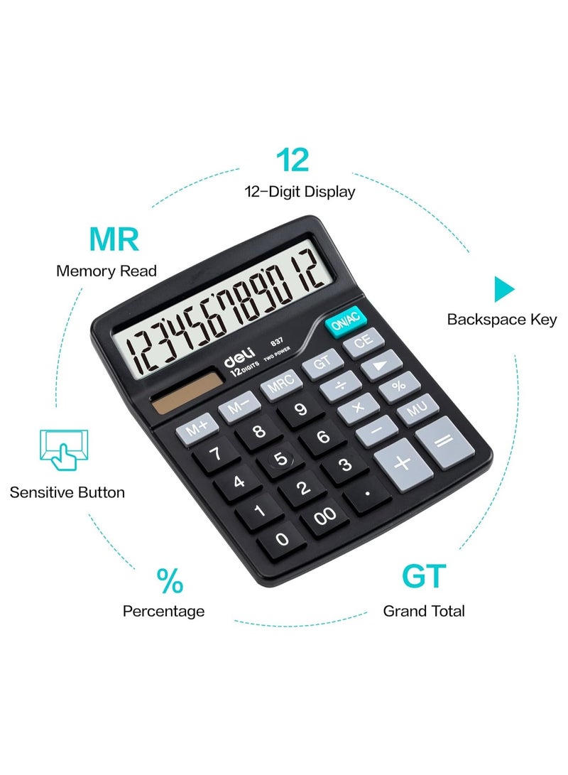 ديلي آلة حاسبة مكتبية Deli 837ES، 12 رقمًا - Image 2