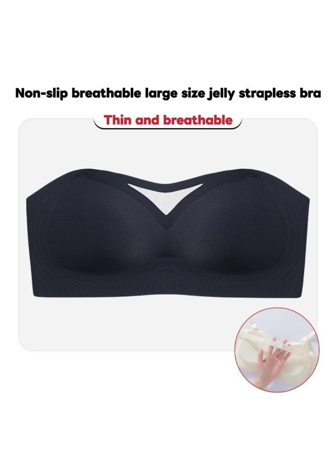 Women's wire-free, strapless, push-up bra; non-slip, wire-free, supportive, padded bra; seamless, comfortable tubular bra; 7A antibacterial, anti-sagging, seamless shaping underwear (black). - Image 3