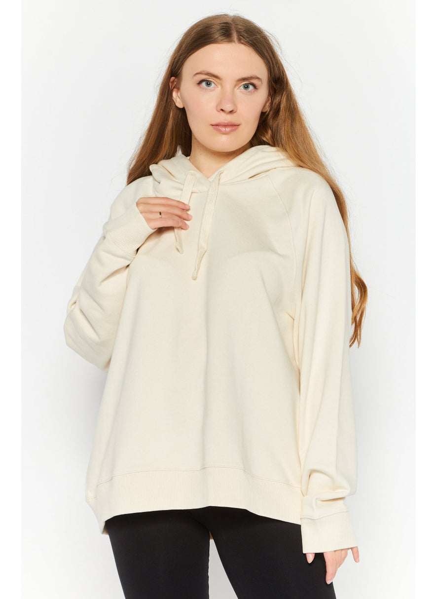 NAH/ Studio - Women Hooded Plain Sweatshirts, Beige - Image 1