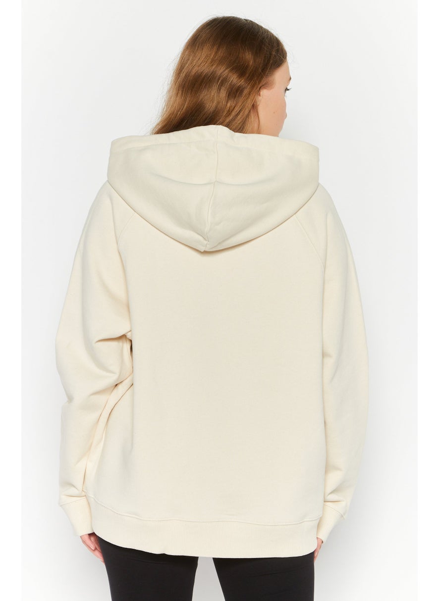 NAH/ Studio - Women Hooded Plain Sweatshirts, Beige - Image 1