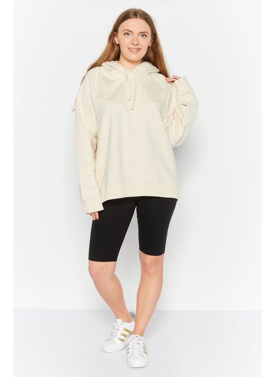 NAH/ Studio - Women Hooded Plain Sweatshirts, Beige - Image 1