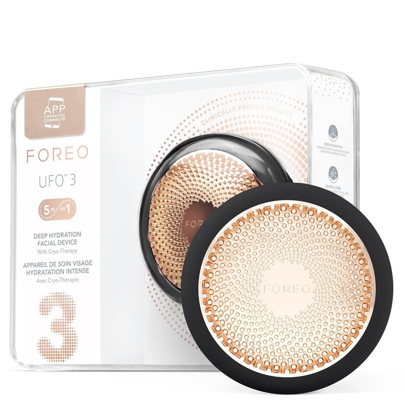 FOREO UFO 3 Deep Face Moisturiser  5in1 Facial Spa  Red Light Warming Cooling Massage Anti Aging  Face Mask Skin Care  Black