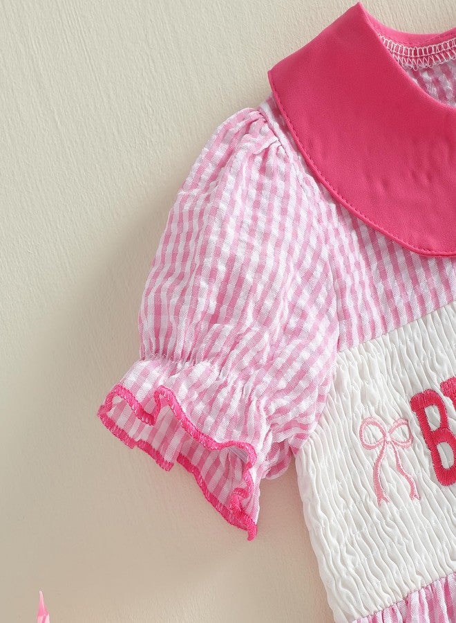 Socutebabe طقم عيد ميلاد للبنات، فستان عيد ميلاد مطرز، أطقم عيد ميلاد للأطفال الصغار (فستان عيد ميلاد وردي على شكل كعكة، من 2 إلى 3 سنوات) - Image 4