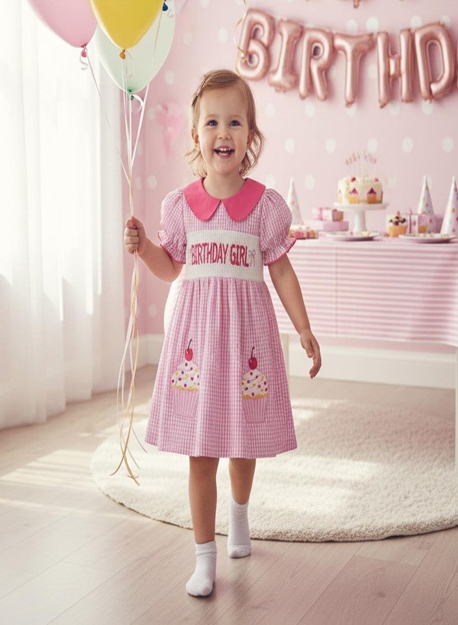 Socutebabe طقم عيد ميلاد للبنات، فستان عيد ميلاد مطرز، أطقم عيد ميلاد للأطفال الصغار (فستان عيد ميلاد وردي على شكل كعكة، من 2 إلى 3 سنوات) - Image 2
