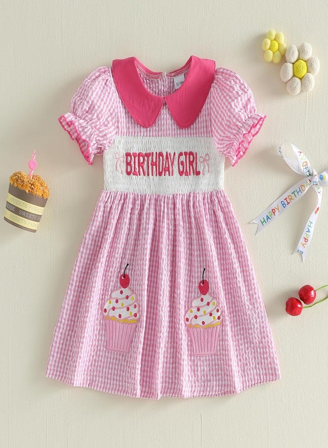 Socutebabe طقم عيد ميلاد للبنات، فستان عيد ميلاد مطرز، أطقم عيد ميلاد للأطفال الصغار (فستان عيد ميلاد وردي على شكل كعكة، من 2 إلى 3 سنوات) - Image 3