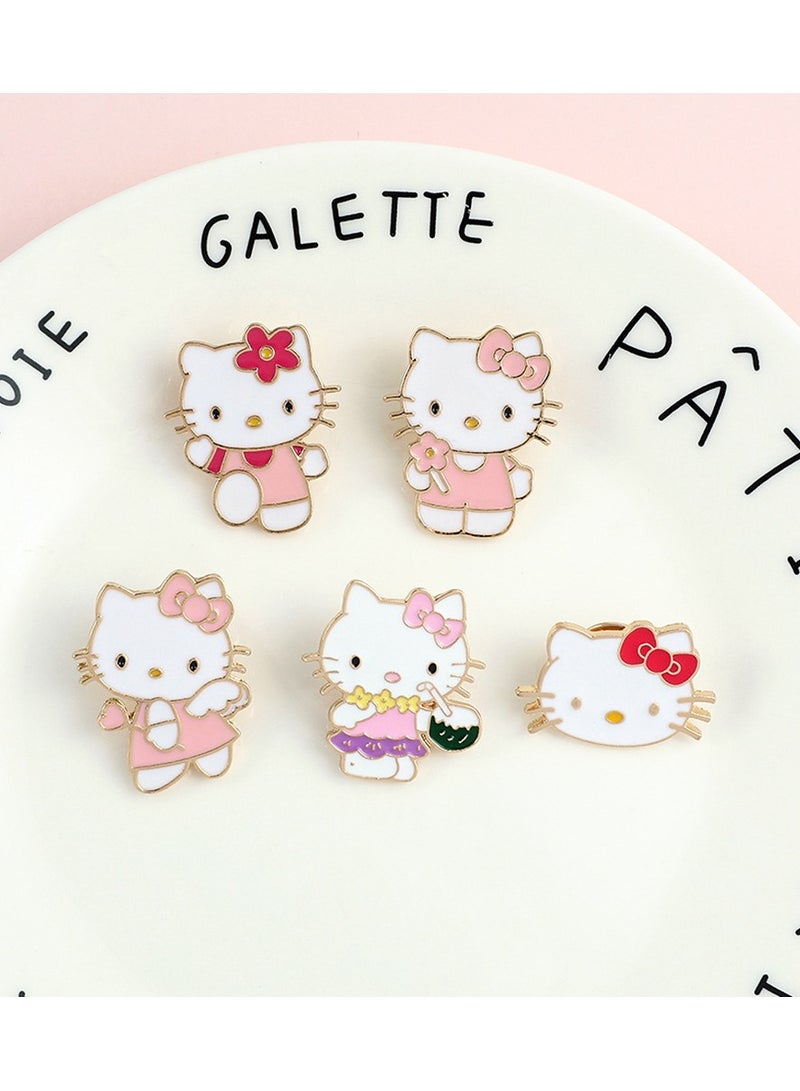 Sanrio 5-pack of cartoon Sanrio Hello Kitty metal badges, painted brooch accessories - Image 1