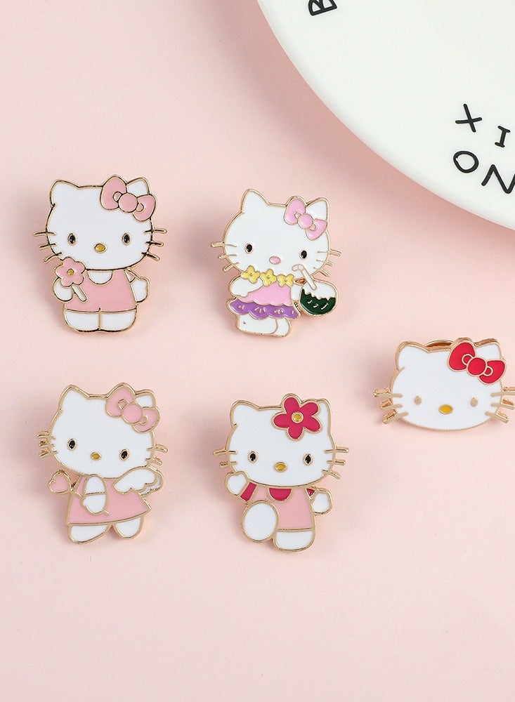 Sanrio 5-pack of cartoon Sanrio Hello Kitty metal badges, painted brooch accessories - Image 2