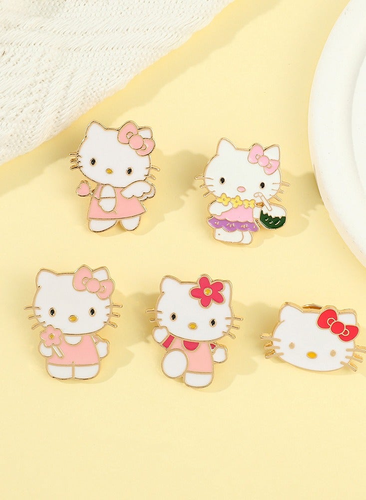 Sanrio 5-pack of cartoon Sanrio Hello Kitty metal badges, painted brooch accessories - Image 3