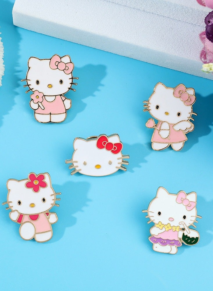 Sanrio 5-pack of cartoon Sanrio Hello Kitty metal badges, painted brooch accessories - Image 4