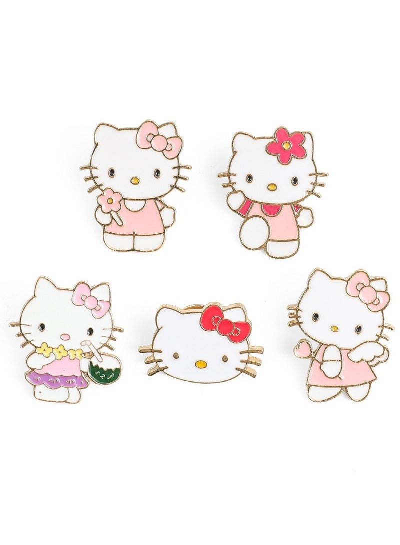Sanrio 5-pack of cartoon Sanrio Hello Kitty metal badges, painted brooch accessories - Image 5
