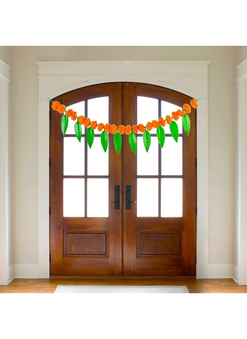 SAUDEEP INDIA Saudeep India Traditional Marigold Fluffy Flowers Garlands Toran for Door Hanging Home Decoration for Main Door Ideal for Traditional Inauguration Parties Festivals DiwaliModel 0201 