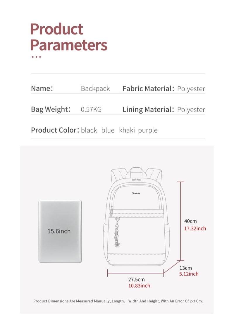 Chantria - CB00648 Women Laptop Backpack Casual Business Travel Multi-Compartment Easy Carry Trend Bag (15.6'') Red - Image 1