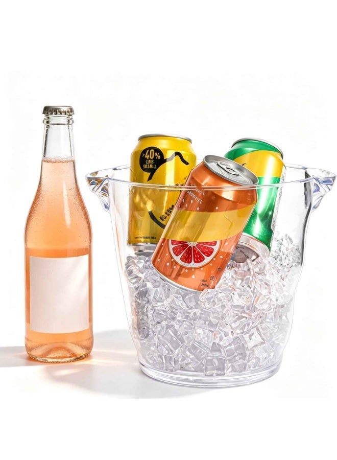2pcs,Ice Bucket,4 Liter Plastic Champagne Bucket Chiller, Thick Clear Beverage Tubs with Handle, Thick Cooler Bucket for Bar, Home, Parties, for Juice or Soda Bottles,Summer Essentials - Image 2