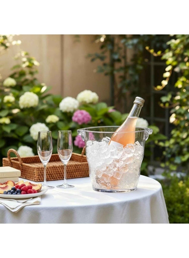 2pcs,Ice Bucket,4 Liter Plastic Champagne Bucket Chiller, Thick Clear Beverage Tubs with Handle, Thick Cooler Bucket for Bar, Home, Parties, for Juice or Soda Bottles,Summer Essentials - Image 5