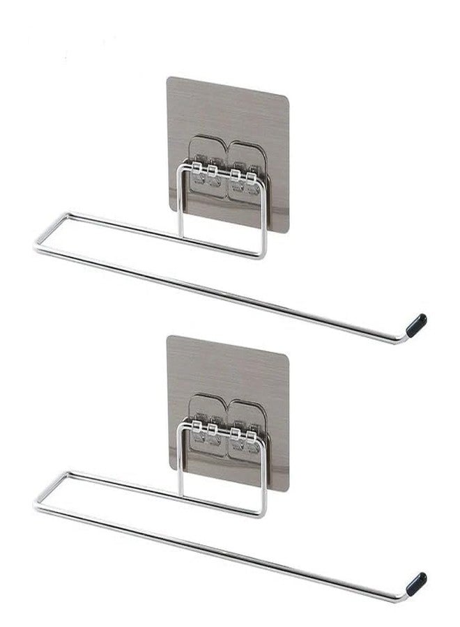 AJS ENTERPRISE Stainless Steel Self Adhesive Napkin Ring & Towel Holder | Wall Mount Kitchen Paper Roll Holder with Strong Magic Adhesive Pad (Pack of 2) - Image 1