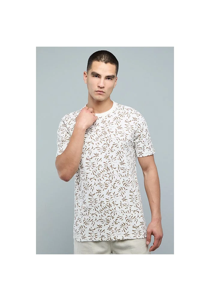 أر أند بي Patterned T-Shirt with Crew Neck and Short Sleeves