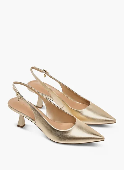 سيليست Women's Textured Slingback Shoes with Buckle Closure and Flared Heels