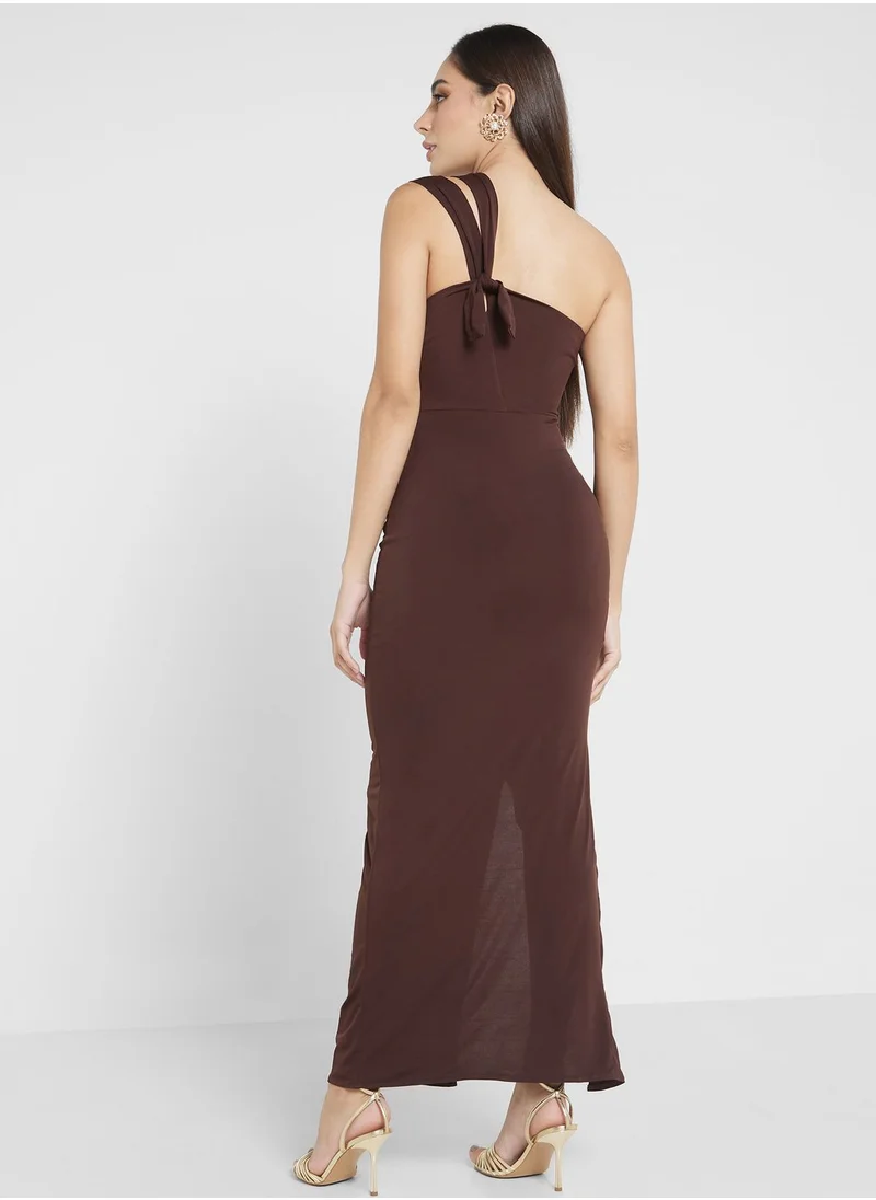 Ella Limited Edition One Shoulder Ruched Dress With Slit