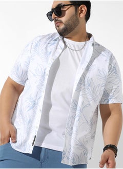 Instafab Plus Men's White Printed Regular Fit Casual Shirt  - Image 1