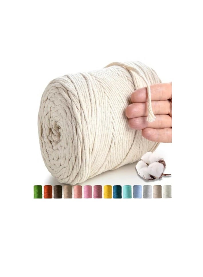 انتيكيانو حبل قطن مصبوغ مكون من 3 طبقات مكرامية دريم كاتشر، للتعليق على الحائط، شماعة نباتات وتغليف هدايا 250 جرام (اوف وايت) - Image 1