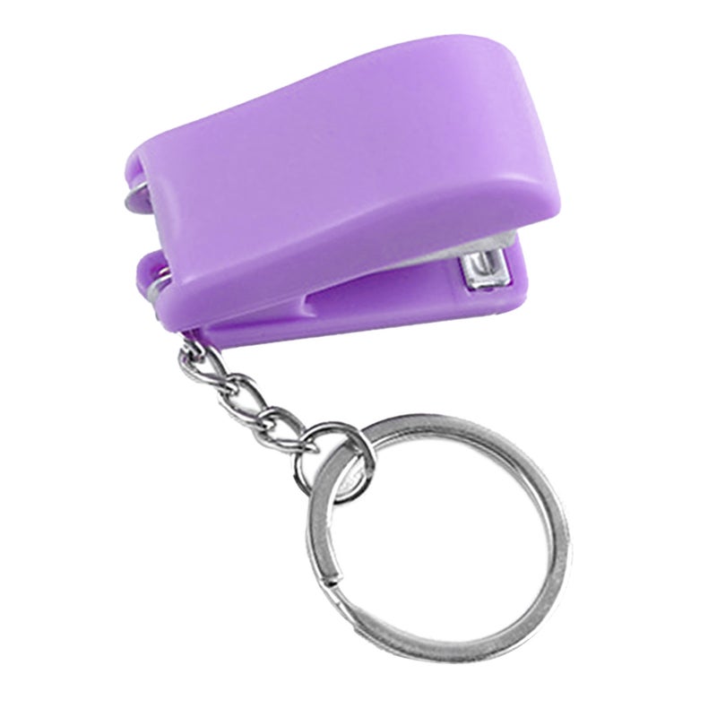 Mini Keychain Staplers Creativity Cute Lightweight Mini Stapler with Keychain for Student Writers Purple - Image 4