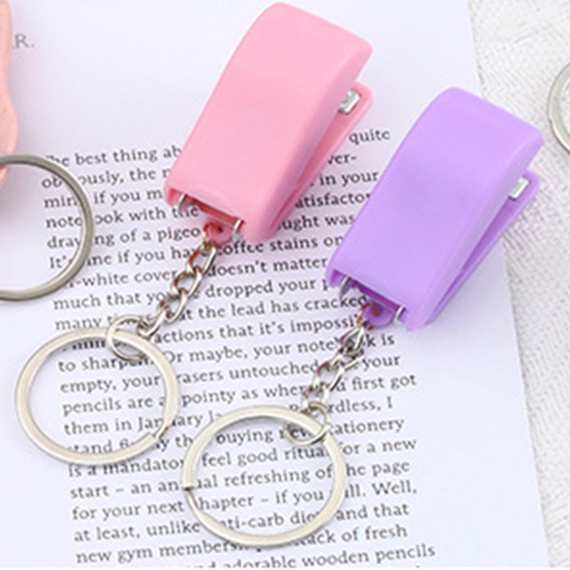 Mini Keychain Staplers Creativity Cute Lightweight Mini Stapler with Keychain for Student Writers Purple - Image 3