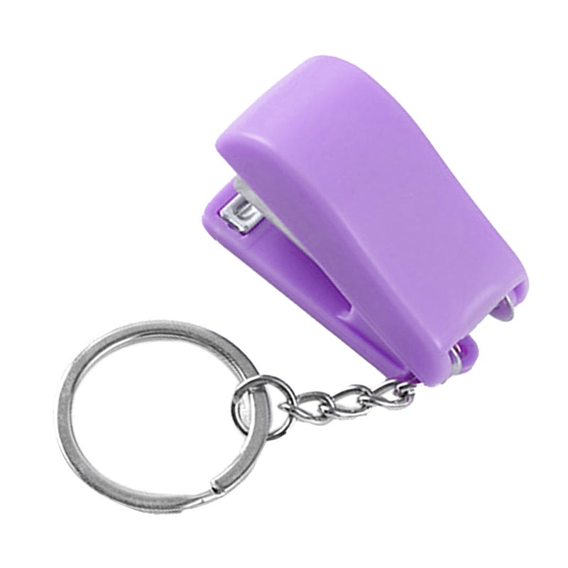 Mini Keychain Staplers Creativity Cute Lightweight Mini Stapler with Keychain for Student Writers Purple - Image 5